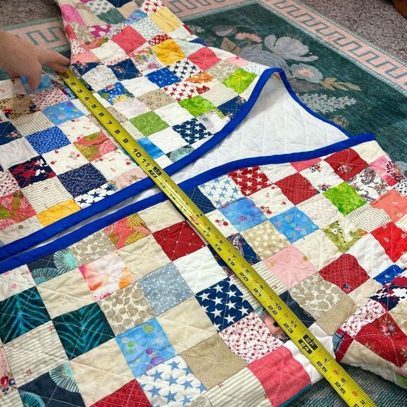 Handamde Jacket Womens Large Colorful Patchwork Quilted Open Front Rainbow - Picture 7 of 16